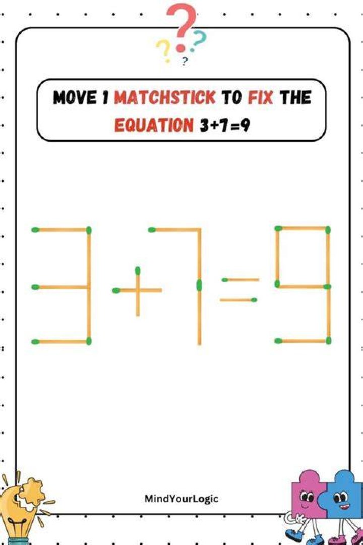 5+8=9 Fix The Equation By Moving 1 Stick